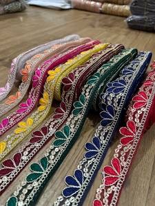 Wholesale Jaipur Tone to Tone Sequined Coding Lace on <b>Net</b> <b>Fabric</b>, Designer Border Trim for Ethnic Wear & Gowns - Product Image 2