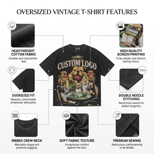 OEM Custom Vintage Acid Wash Rhinestone <b>Animal</b> Print Casual Graphic T-Shirt <b>Men's</b> Heavyweight 100% Cotton Regular Fit Streetwear - Product Image 5