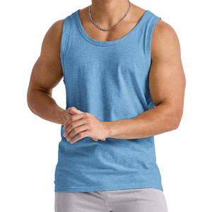 Tank Tops <b>Men</b> 100% Cotton Solid Vest Male Breathable Sleeveless Tops Slim Casual Gym Running Comfortable Undershirt <b>Men's</b> - Product Image 3