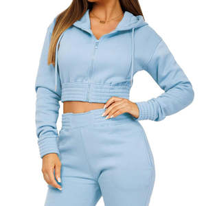 Conjunto de Sudadera Corta y Pantalones Deportivos para Mujer, Ropa Casual de Dos Piezas, Tela Suave, Corte Ajustado, Atuendo Diario para la Calle - Product Image 2