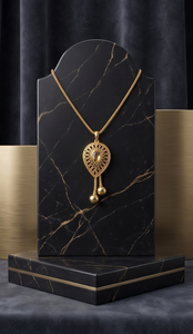 DIVYORO Gold Plated <b>Copper</b> Alloy Classic Women's FILIGREE TEAR DROP PENDANT <b>CHAIN</b> for All Occasions - Product Image 2