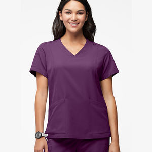 Venta al por mayor 2026 Nueva llegada Uniforme médico para mujer personalizado, liso, de corte ajustado, para verano, de tejido de estambre, cómodo y con protección contra picaduras de agujas, para hospital - Product Image 2