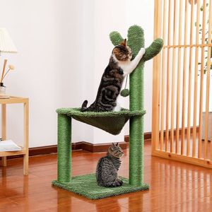 Arbre à chat d'intérieur en forme de cactus avec hamac, mobilier pour animaux de compagnie pour chats - Product Image 4