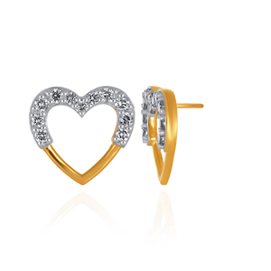 Pendientes de Diamantes en Forma de Corazón, Chapados en Oro Amarillo, Joyería Romántica para Uso Diario para Mujer, Diamantes Cultivados en Laboratorio de Color H - Product Image 4