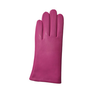 Pink Leather Wrist <b>Gloves</b> Plain Style Unlined Winter Casual Wear - Product Image 3