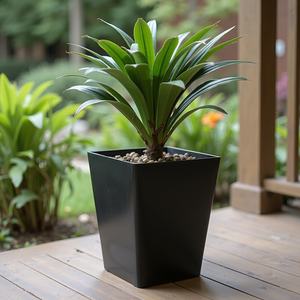 Tall Square Plastic <b>Plant</b> <b>Pots</b> Large Black and White Planters for Indoor and Outdoor Use Oriental Style - Product Image 3
