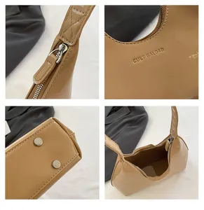 Sac à bandoulière de luxe pour femme, sac fourre-tout en cuir verni de haute qualité, sac de bras imperméable, sac à main de couleur unie pour femme - Product Image 4