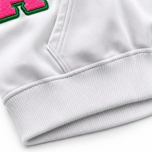 Custom <b>Pink</b> <b>Green</b> Sorority Hoodie Women Greek Letter Chenille Embroidery Pullover Sweatshirt Personalized Chapter Sisterhood - Product Image 3