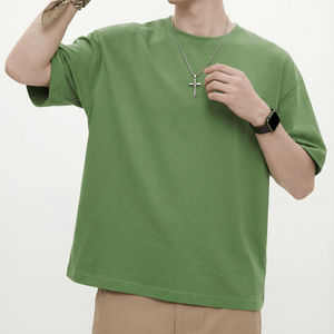 Camiseta Deportiva de Algodón Grueso para Hombre, Estilo Urbano, para Gimnasio y Entrenamiento, con Estampado DTG Personalizado, Hombros Caídos, Corte Holgado, Moda Atlética - Product Image 1