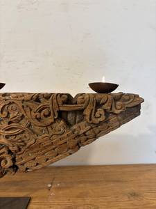 Paradise Handicrafts Hand Carved Wooden Column Multi-Tier Candle Stand | Antique Finish Floor Candle Holder Rajasthan for - Product Image 4