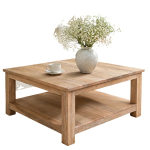 Mesa de Centro Moderna de Madera de Mango Sólida, Forma Cuadrada Natural, Duradera, para Hogar, Oficina o Comercio, Tamaño Personalizado, para Sala de Estar - Product Image 4