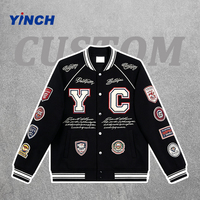 Jaket Varsity Klasik Gaya Jalanan Bahan Premium Layenne Logo Kustom Model Longgar Bordir Jaket Baseball untuk Pria