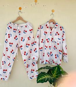 Floral Print Indian Organic Cotton Pajama Set Unisex Nightwear Sleepwear <b>Dress</b> Bohemian Clothing Gift Soft & Breathable - Product Image 4