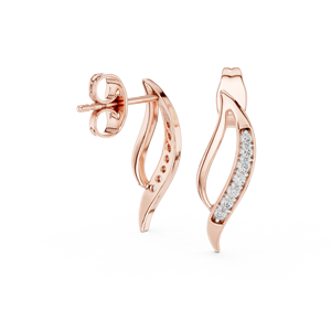Juego de pendientes minimalistas con diamantes cultivados en laboratorio en oro rosa macizo de 18 quilates, para compromiso, boda, fiesta, regalo de San Valentín, uso diario para mujeres. - Product Image 4