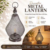 Lámpara Decorativa de Mesa de Metal Vintage, Estilo Marroquí, con Bombilla LED Cálida, Funciona con Pilas
