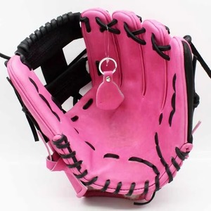 Gants de baseball synthétiques roses de haute qualité, pour droitier, avec empreinte en H, doigts entiers, antidérapants, fermeture auto-agrippante, unisexe, pour utilisation en extérieur. - Product Image 2
