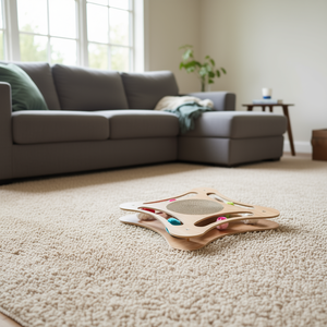 Planche à gratter en carton de 35 x 4 x 35 cm avec jouets en laine, arbre à chat et griffoir - Product Image 3