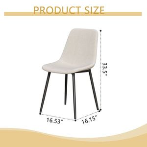 Juego de 4 Sillas de Comedor Modernas con Asientos Acolchados de Lino y Patas de Metal Negro Resistentes, Diseño Beige para Mesa de Comedor - Product Image 6