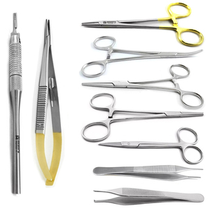 Juego de 9 instrumentos de microcirugía dental: Portaagujas, Pinzas, Tijeras para Iris, Pinzas de Precisión, Mango de Bisturí - Product Image 1