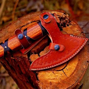 Hache à barbe personnalisée forgée à la main en acier à haute teneur en carbone avec manche en bois de rose, style nordique, hache viking avec étui - Product Image 3
