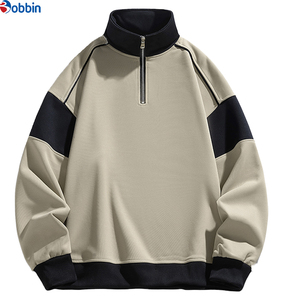 Sudadera con capucha unisex de forro polar extragrande, diseño personalizable, con bloques de color, cremallera de 1/4, transpirable y de alta calidad. - Product Image 4