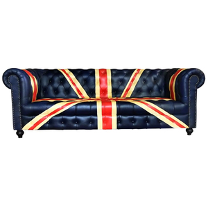Canapé trois places en cuir buff tendance avec élégante banquette Chesterfield en cuir buff de qualité supérieure à prix d'exportation en gros - Product Image 1