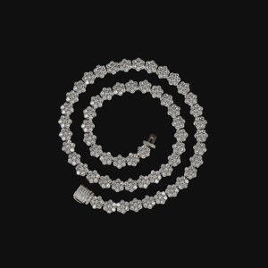 Luxury Flower Tennis Necklace 925 Sterling Silver Sparkling <b>Iced</b> <b>Out</b> VVS Moissanite Diamond Hip Hop <b>Chain</b> Unisex Wedding Wear - Product Image 5