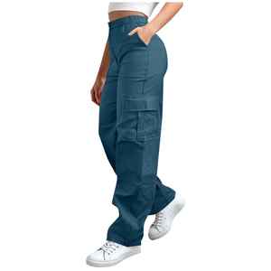 Pantalon cargo pour femme, tendance du printemps, coupe ample, taille élastique, respirant, décontracté, multi-poches, pantalon tendance - Product Image 4
