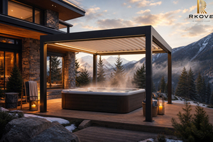 Pérgola Moderna de Aluminio con Recubrimiento en Polvo para Exteriores Rkove Freestanding Mountain Spa 5x5m con Interfaz para Calefactor e Iluminación LED - Product Image 4