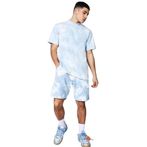 Men <b>Tie</b> <b>Dye</b> Cotton T-Shirt And Shorts <b>Set</b> Crew Neck Short Sleeve Casual Summer Loose Fit Breathable Lightweight With Side Pocket - Product Image 1