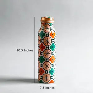 Botella de cobre de lujo para beber con estampado de esmalte Meena colorido, brillo brillante, construcción duradera, ideal para regalar. - Product Image 4