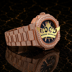 Luxury Jewelry Style Rose Gold Diamond Watch Men Full Pave <b>Wristwatch</b> - Product Image 2