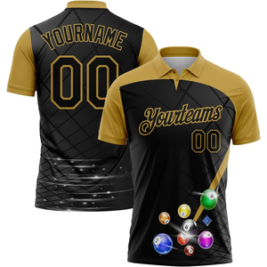 Polo personnalisé noir et vert flamme 8 Ball pour homme, manches courtes, respirant, décontracté, vêtement de sport, design imprimé, maillot d'équipe - Product Image 3