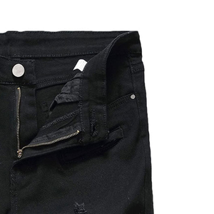 Pantalones Cortos de Algodón Negros para Hombre, Estilo Casual, Cintura Media Elástica, Color Sólido, Tejido Transpirable, Corte Corto - Product Image 2