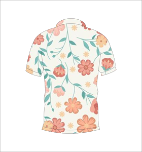 Floral <b>Polo</b> Shirt <b>Orange</b> Pink Flower Pattern Short Sleeve Casual Summer Apparel Front Back View - Product Image 4