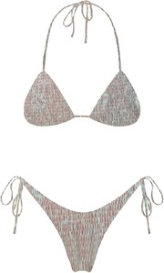 Conjunto de bikini de cuello alto para mujer, traje de baño de dos piezas, top acolchado, parte inferior con lazo ajustable, para piscina o vacaciones de verano - Product Image 3