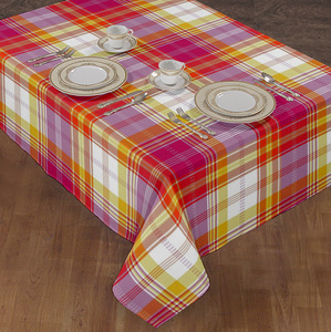 Sai Impex Plaid <b>Table</b> <b>Cloth</b> 100% Cotton Red <b>Yellow</b> Customized Pattern Yarn Dyed Sustainable Anti- Washable Modern for - Product Image 1
