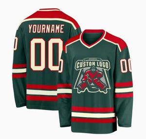 Custom <b>Ice</b> Hockey Jersey Men Long Sleeve Sublimated Print Moisture Wicking Polyester VNeck Adult Uniform - Product Image 1