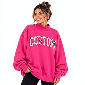 Sudadera de cuello alto oversize para mujer, mezcla de algodón, corte relajado, dobladillo acanalado, ropa casual, logo frontal, proveedor de fábrica - Product Image 1