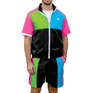 Custom Printed Zipper-Up Oversized Color Block Nylon windbreaker For <b>summer</b> Sweatsuit Jogger Short Anti-Wrinkle <b>Jacket</b> for <b>men</b> - Product Image 1