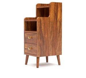 Factory Direct Solid Wood Nightstand | Bedside <b>Table</b> with Storage Drawer & Shelf | Modern Rustic Bedroom Furniture | Jodhpur - Product Image 6