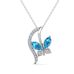 Joli pendentif papillon orné de cristaux <span class=keywords><strong>Swarovski</strong></span> Bijoux hypoallergéniques <span class=keywords><strong>Collier</strong></span> Daisini plaqué or 18 carats pour femme - Product Image 1