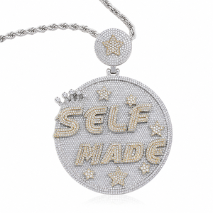 Pendentif Moissanite Personnalisé Fait Main en Argent Sterling 925, Coupe Ronde, Design Diamant, Style Hip Hop - Product Image 3