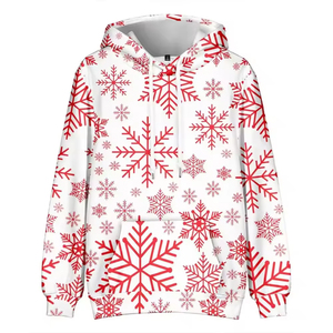Manta con Capucha con Diseño de Copos de Nieve Rojos, Manta de Forro Polar para Usar como Ropa, Unisex, Sublimación - Product Image 2