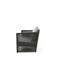 Modern Rattan Outdoor Armchair With Light <b>Gray</b> Upholstered Cushions Contemporary Design Style - Product Image 3