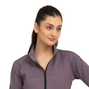 Veste polaire grise zippée pour femme, col montant, manches longues, respirante, tricotée, sportswear décontracté d'automne - Product Image 2