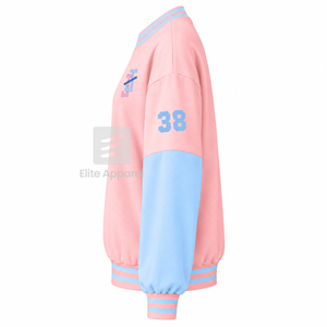 เสื้อสเวตเชิ้ต Jack & Jill of America คอกลม ปักโลโก้ แขนยาว สีฟ้าและชมพู แฟชั่นสำหรับผู้หญิง - Product Image 3