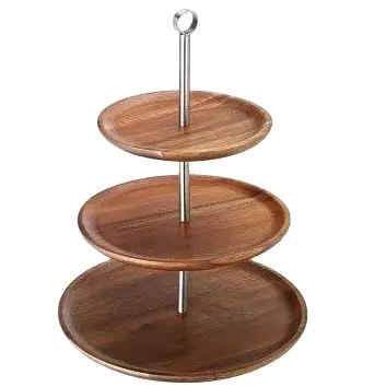 Soporte para magdalenas de 3 niveles, soporte de madera para pasteles, platos de postre, Mini expositor de dulces de fruta