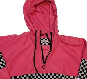 Windbreaker <b>Jacket</b> Canvas Hot <b>Pink</b> Solid Lightweight Hooded Stand Collar Embroidery Breathable Outdoor Sports Running Men Front - Product Image 6