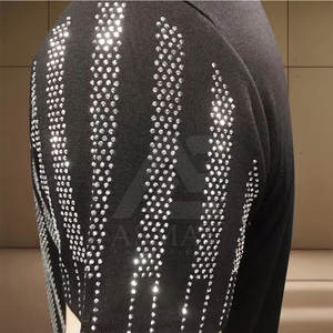 T-shirt pour homme en strass de qualité supérieure, nouveau style, sur mesure, vêtements d'été pour homme, t-shirt en strass - Product Image 3